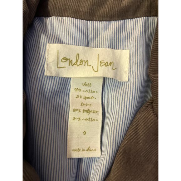 London Jean Corduroy Blazer Womens 8 Gray 2 Button Jacket Blue Lining - Picture 8 of 12